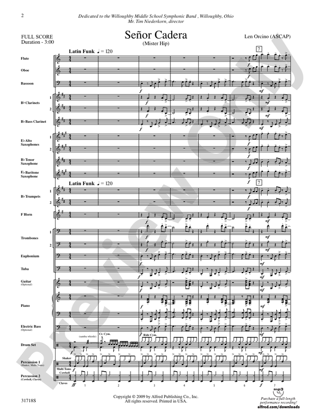 Senor Cadera (Mister Hip) - Concert Band Conductor Score & Parts (Digital Download)