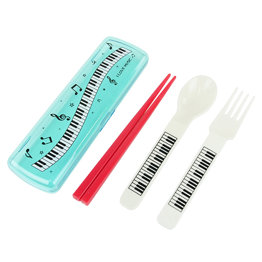 ***WAS $6.95***Children's Cutlery Set - White Spoon & Fork & red chopsticks in Blue Container.