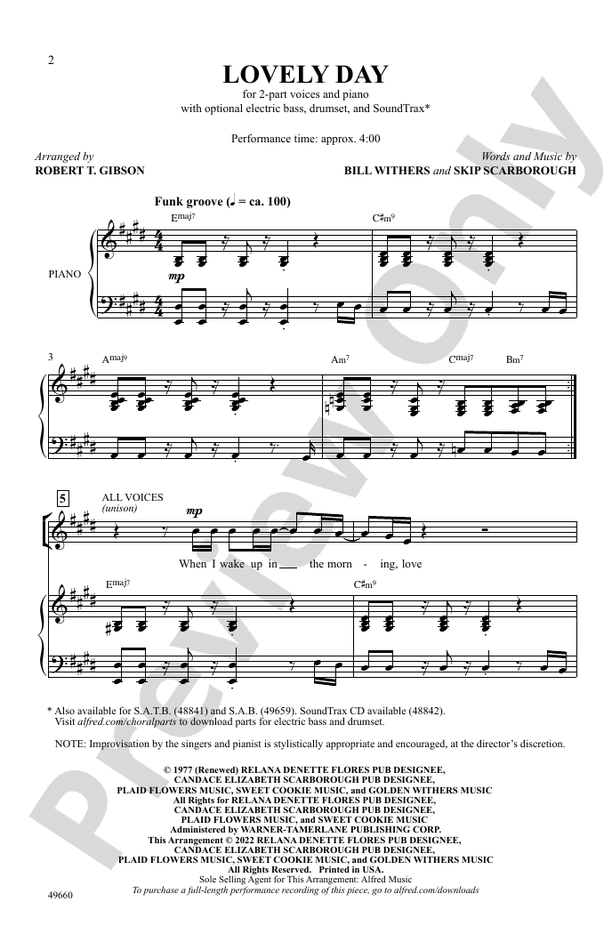 Lovely Day - 2 Part Treble Choral Octavo (Digital Download)