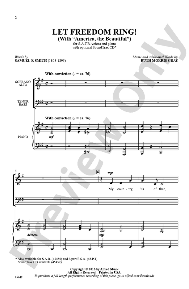 Let Freedom Ring! - Ruth Morris Gray – SATB Choral Octavo (Digital Download)