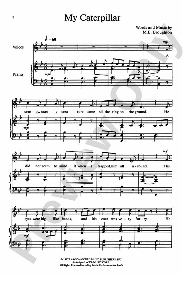 My Caterpillar – Unison Choral Octavo (Digital Download)