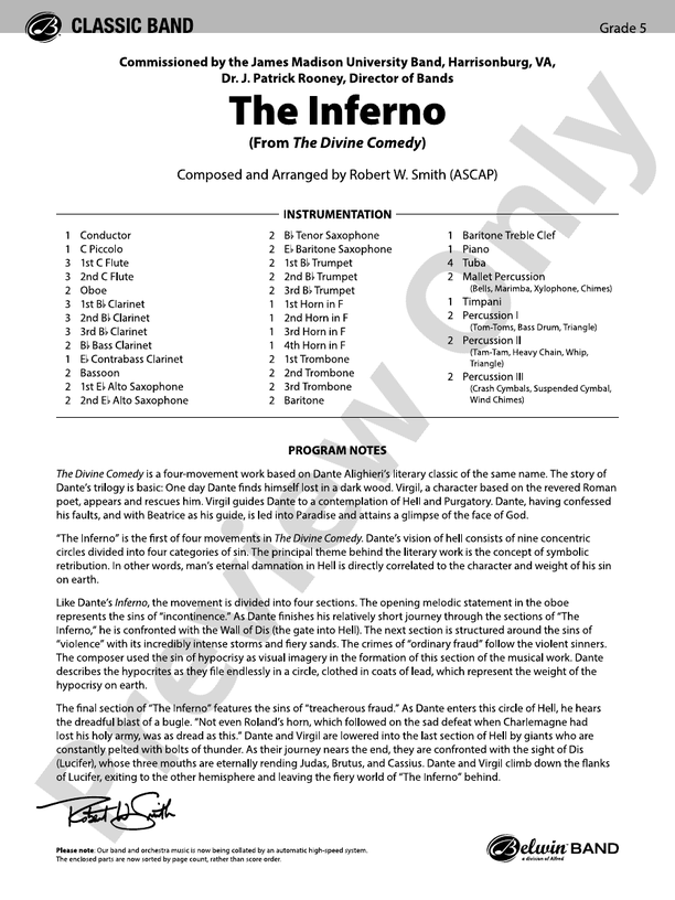 The Inferno - Concert Band Conductor Score & Parts (Digital Download)