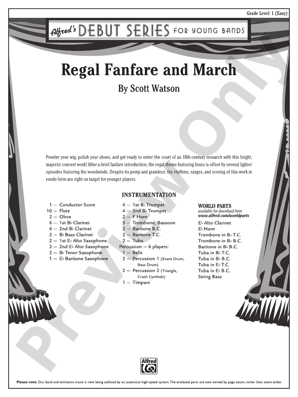 Regal Fanfare and March - Concert Band Conductor Score & Parts (Digital Download)