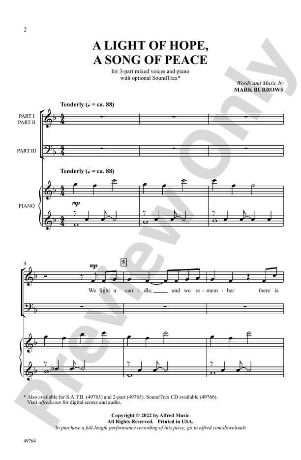 A Light of Hope, A Song of Peace - 3 Part Mixed Choral Octavo (Digital Download)