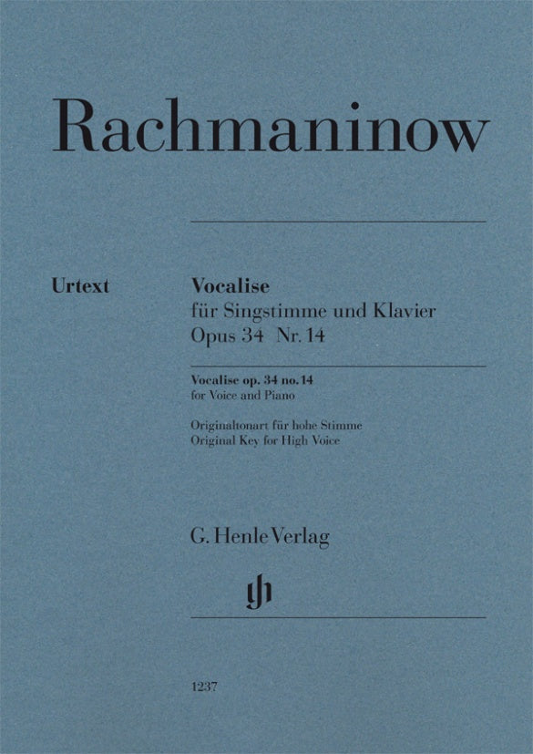 Vocalise Op 34 No 14 for Voice and Piano