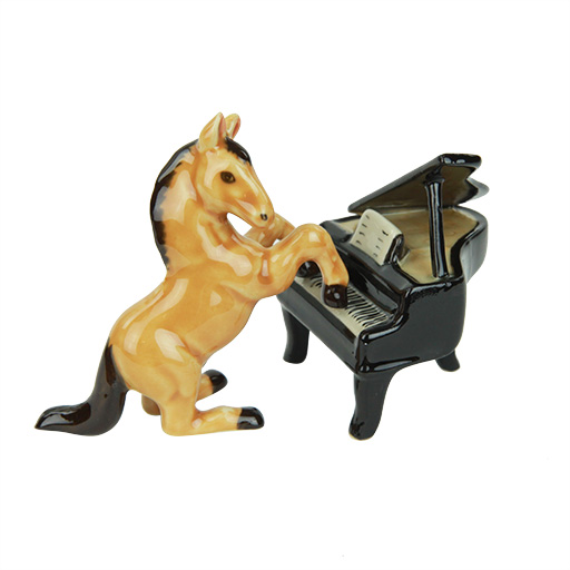 Horse Playing the Piano Porcelain Figurine