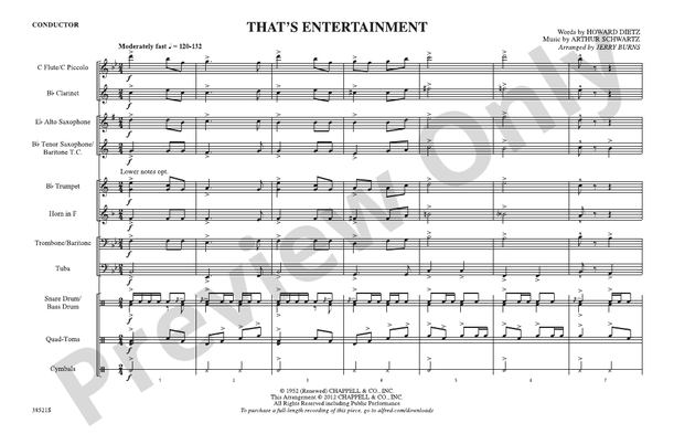 That's Entertainment – Marching Band Conductor Score & Parts (Digital Download)