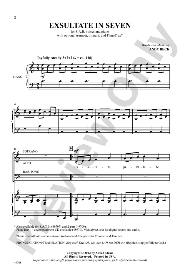 Exsultate in Seven - SAB Choral Octavo (Digital Download)