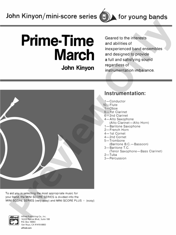 Prime-Time March - Concert Band Conductor Score & Parts (Digital Download)