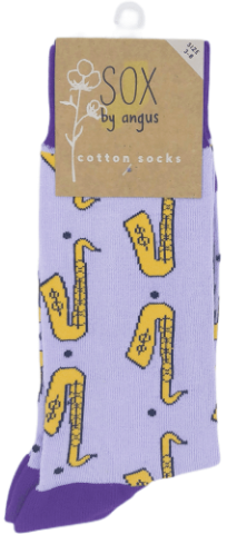 Saxophone Socks - Lilac with Purple Size 3-8