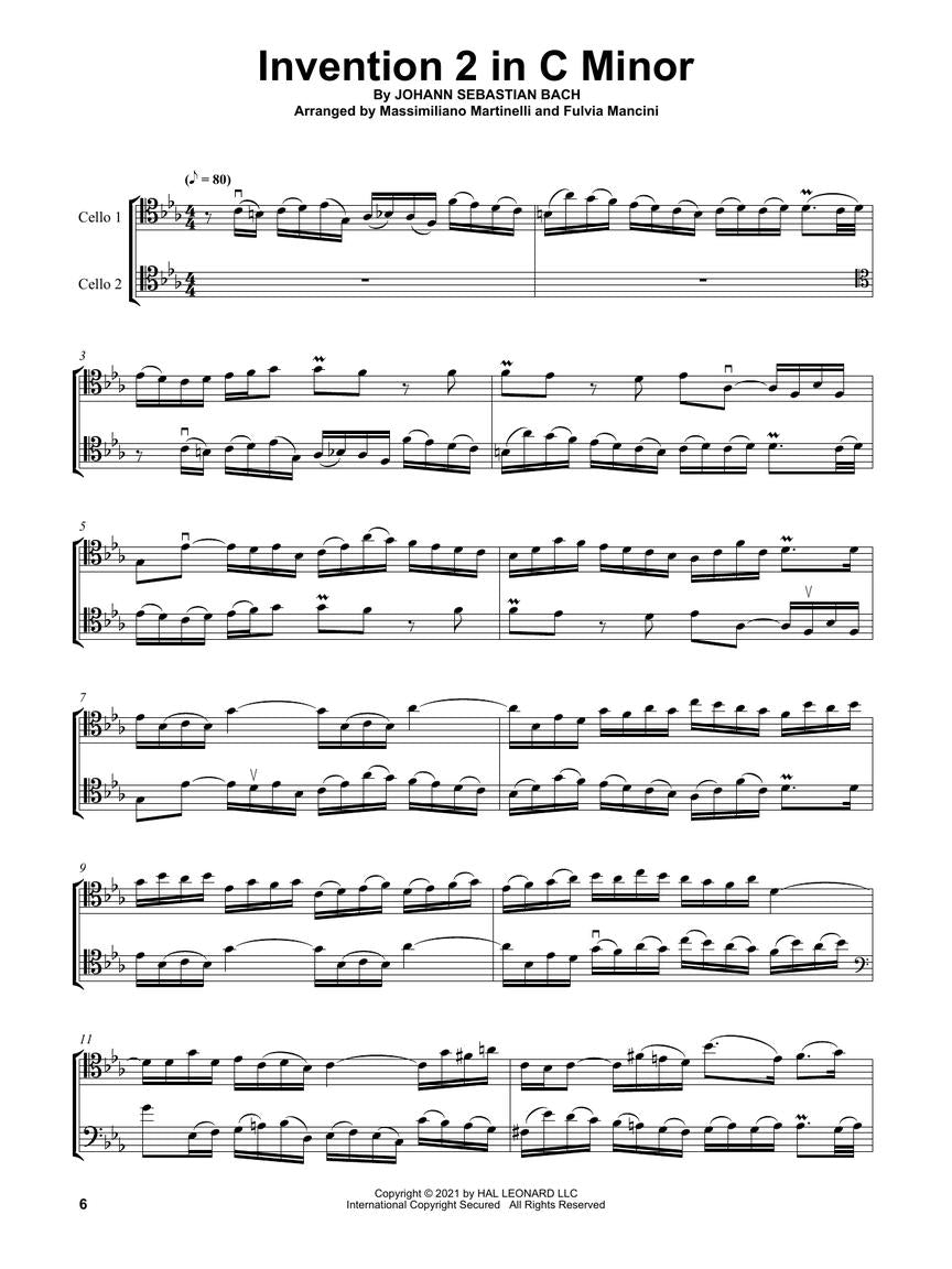Two Part Inventions by J.S. Bach for Cello Duet - Hal Leonard