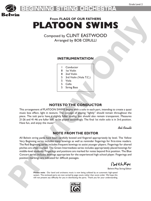 Platoon Swims (from Flags of Our Fathers) – String Orchestra Conductor Score & Parts (Digital Download)