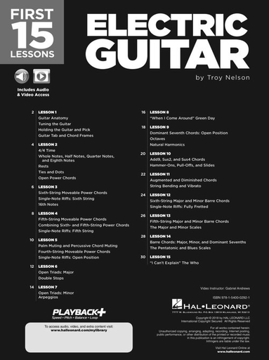 First 15 Lessons - Electric Guitar - Guitar Online Media - Hal Leonard