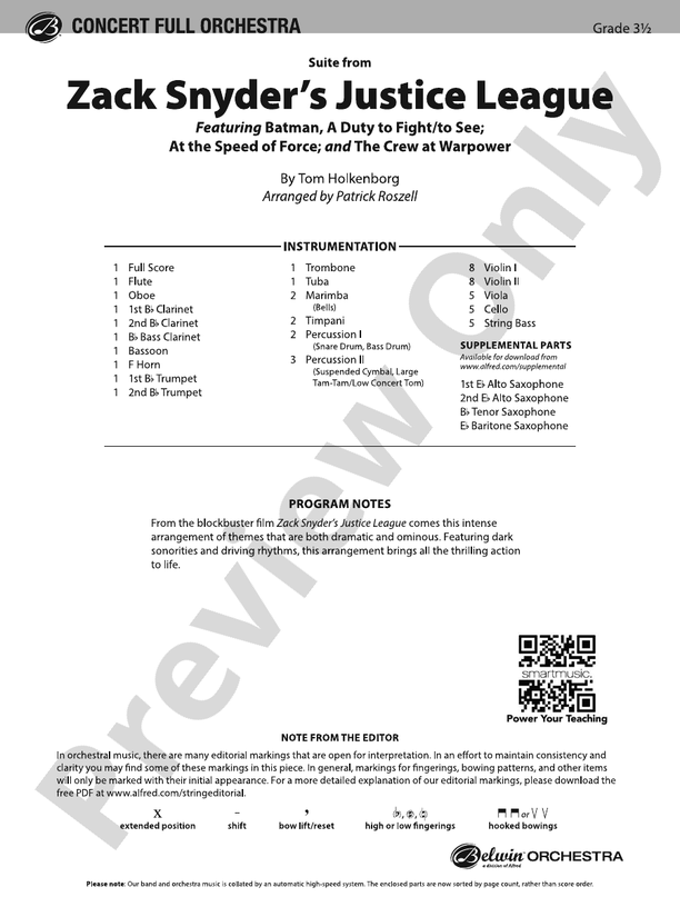 Suite from Zack Snyder's Justice League – Full Orchestra Conductor Score & Parts (Digital Download)
