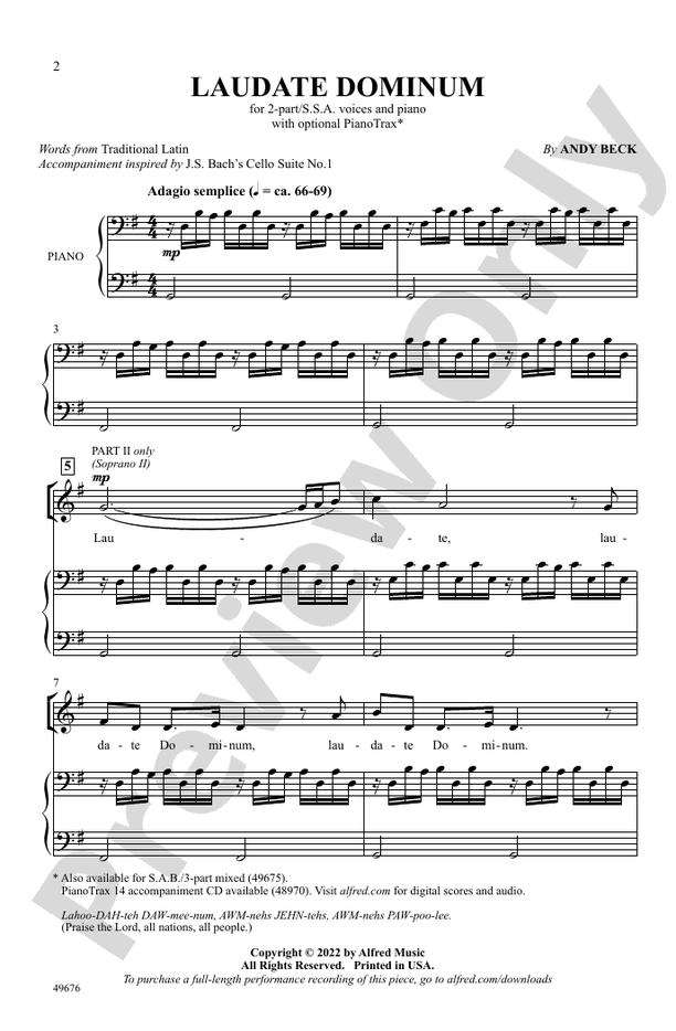 Laudate Dominum - 2 Part/SSA Choral Octavo (Digital Download)