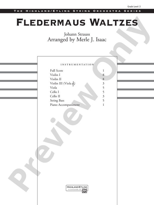 Fledermaus Waltzes – String Orchestra Conductor Score & Parts (Digital Download)