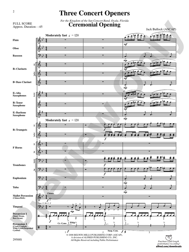 Three Concert Openers - Concert Band Conductor Score & Parts (Digital Download)