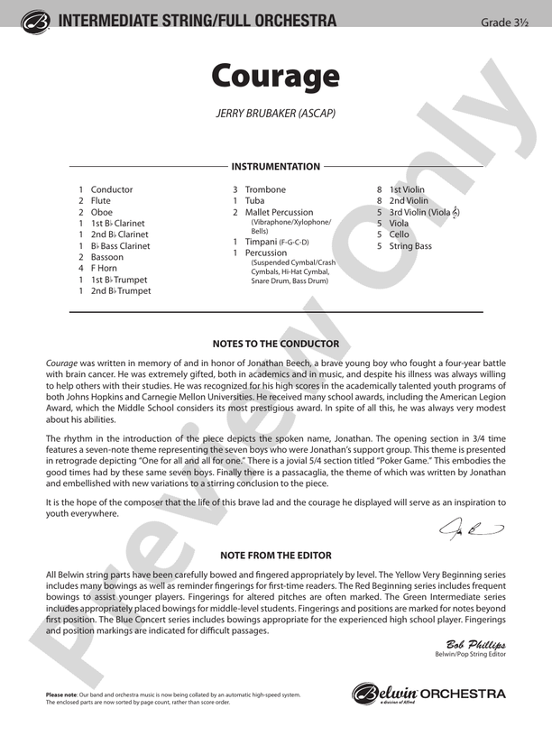 Courage – Full Orchestra Conductor Score & Parts (Digital Download)