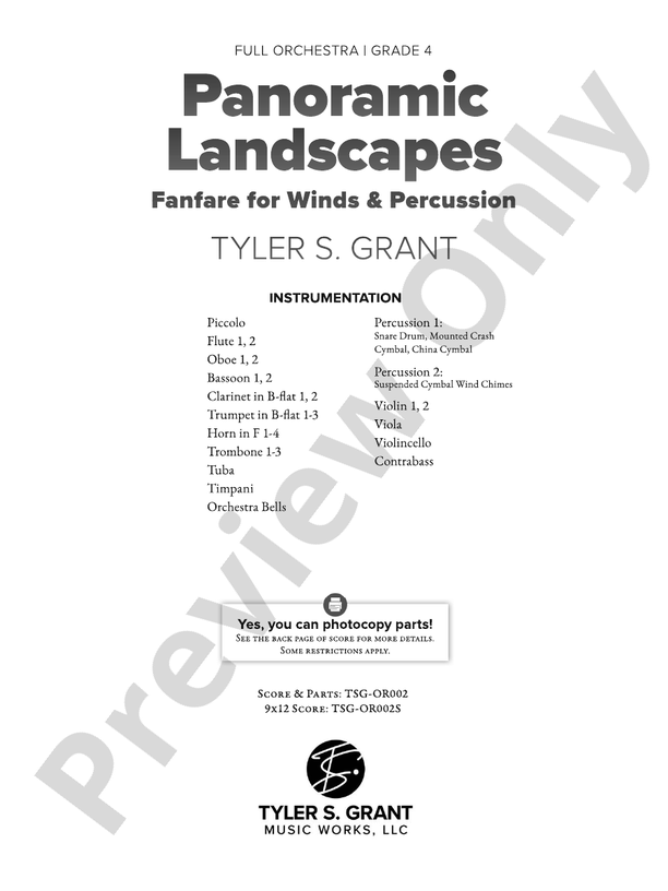 Panoramic Landscapes – Full Orchestra Conductor Score & Parts (Digital Download)