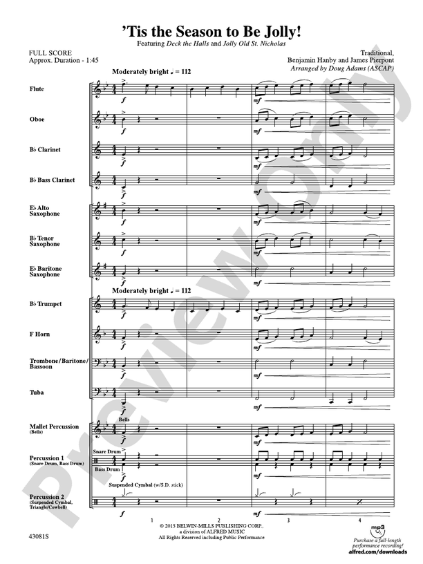 'Tis the Season to Be Jolly! - Concert Band Conductor Score & Parts (Digital Download)