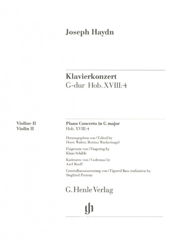 Haydn - Concerto in Gmaj HobXVII:4 - Piano Quintet Violin 2 Part Henle HN691