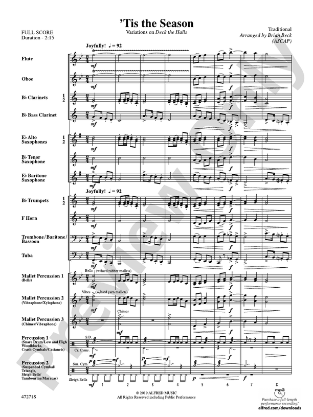 'Tis the Season - Concert Band Conductor Score & Parts (Digital Download)