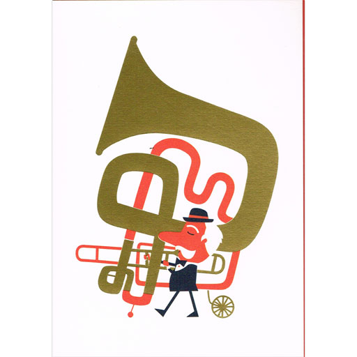 ***WAS $6.50***Greeting card - Tuba Cartoon