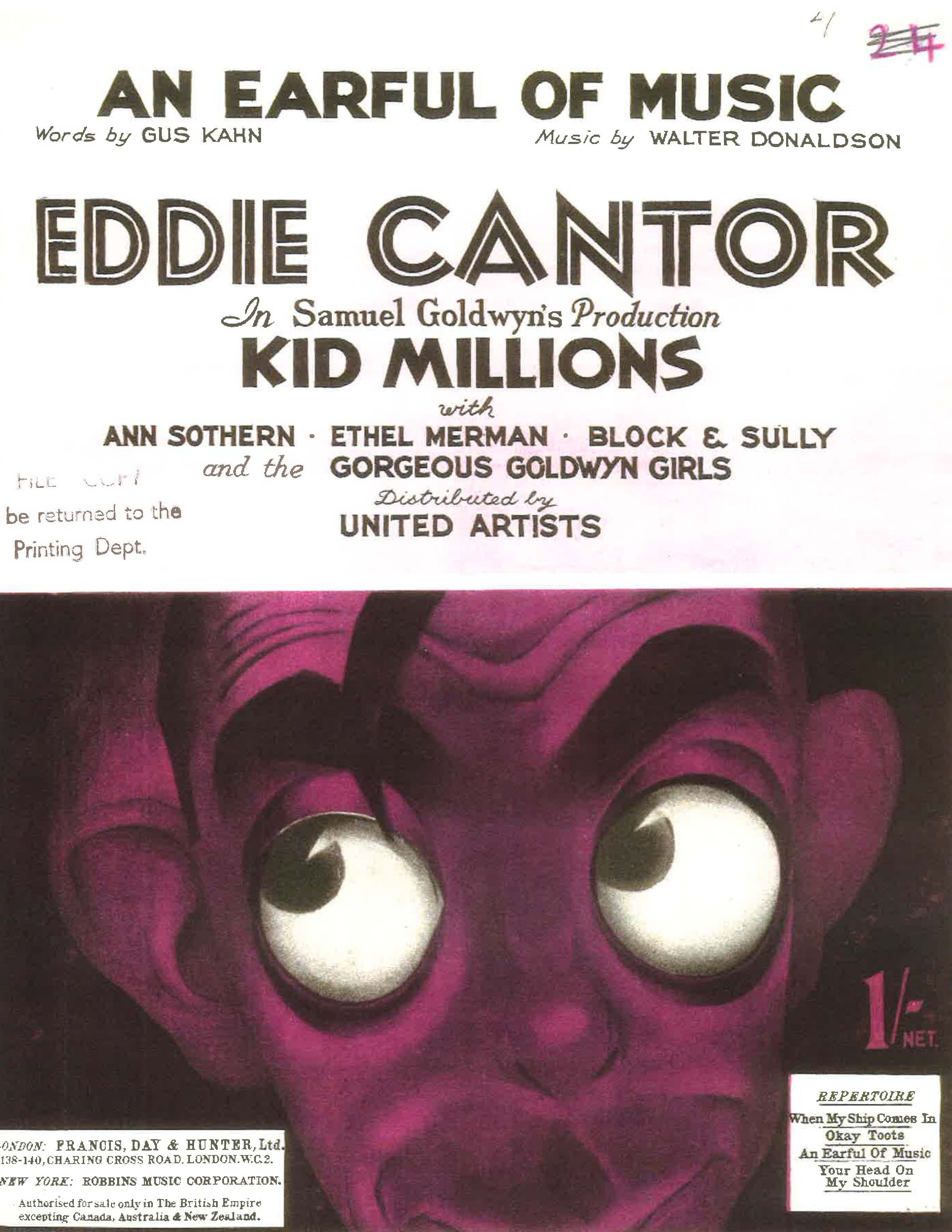 An Earful Of Music - Eddie Cantor - PVG (Digital Download)