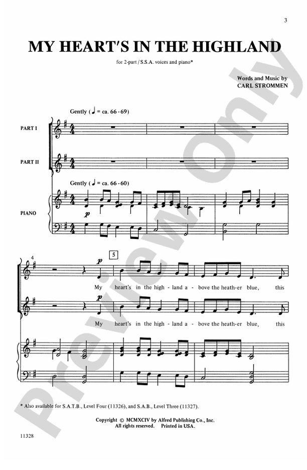 My Heart's in the Highland – 2-Part/SSA Choral Octavo (Digital Download)