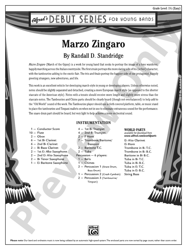Marzo Zingaro - Concert Band Conductor Score & Parts (Digital Download)