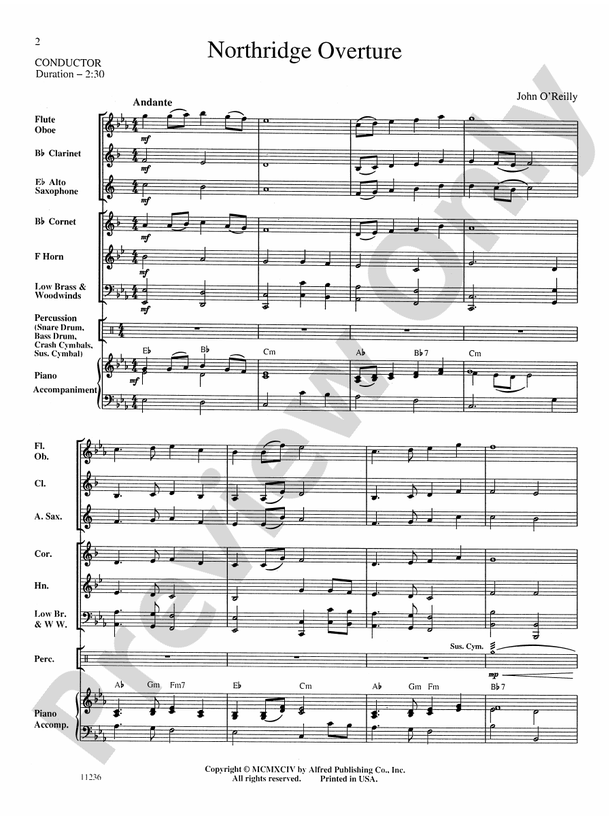 Northridge Overture - Concert Band Conductor Score & Parts (Digital Download)