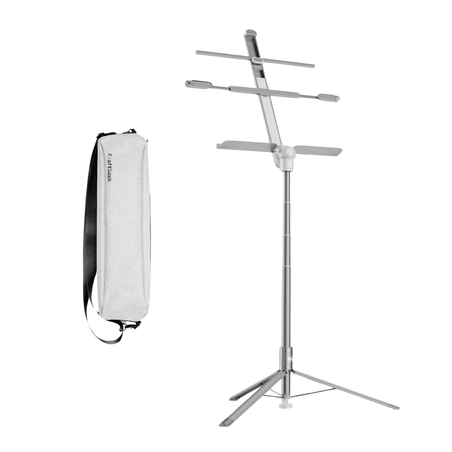 Music Stand - KraftGeek Bravo Music Stand with Bag, Light, and Phone/Tablet Mount, White