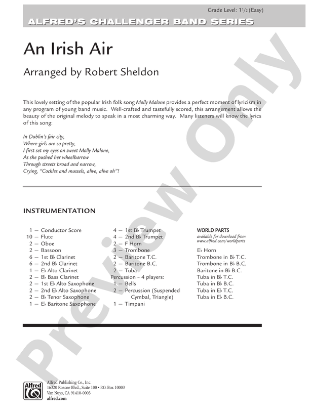An Irish Air - Concert Band Conductor Score & Parts (Digital Download)