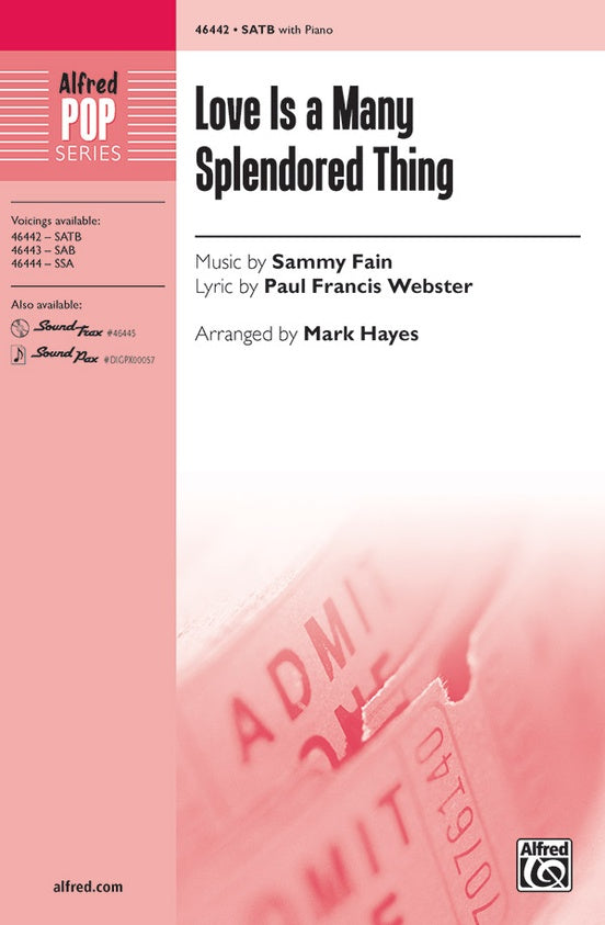 Love Is a Many Splendored Thing - Arr. Mark Hayes – SATB Choral Octavo (Digital Download)
