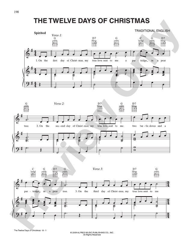 The Twelve Days of Christmas - Traditional - PVG (Digital Download)