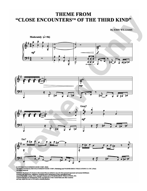 Close Encounters of the Third Kind (theme) - Piano (Digital Download)