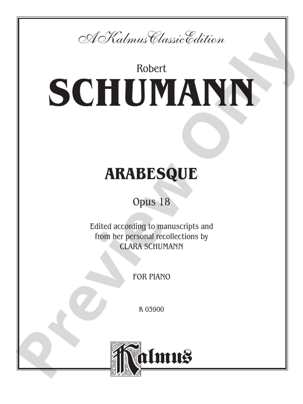 Schumann - Arabesque - Piano Solo (Digital Download)