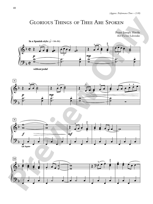 Glorious Things of Thee Are Spoken - Piano Solo (Digital Download)