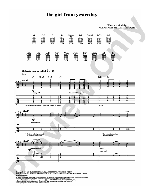 The Girl From Yesterday - Guitar TAB (Digital Download)