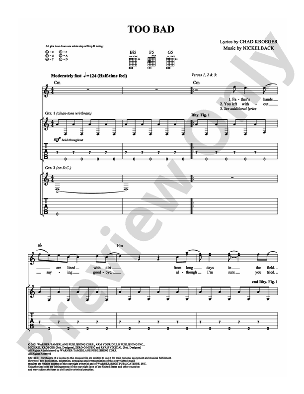 Too Bad - Guitar TAB (Digital Download)