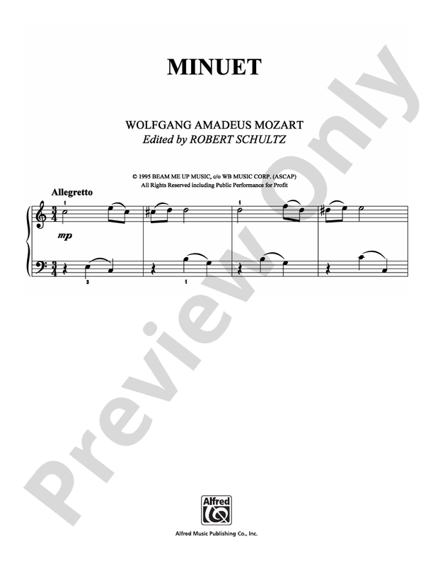 Mozart - Minuet (Ed. Robert Schultz) - Easy Piano (Digital Download)