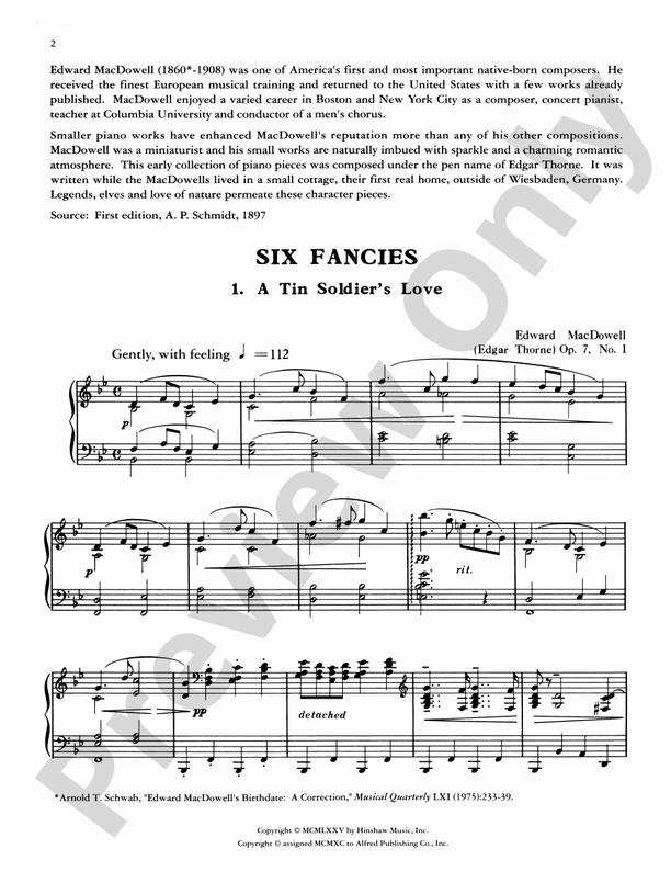 MacDowell - Six Fancies, Opus 7 for the Piano - Piano (Digital Download)