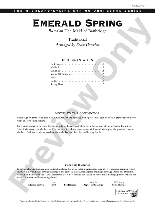 Emerald Spring – String Orchestra Conductor Score & Parts (Digital Download)