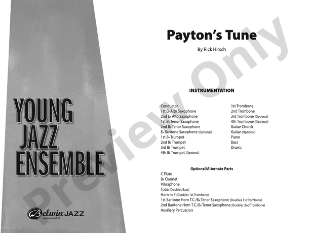 Payton's Tune – Jazz Ensemble Conductor Score & Parts (Digital Download)