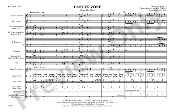 Danger Zone (Arr. Mike Story) – Marching Band Conductor Score & Parts (Digital Download)
