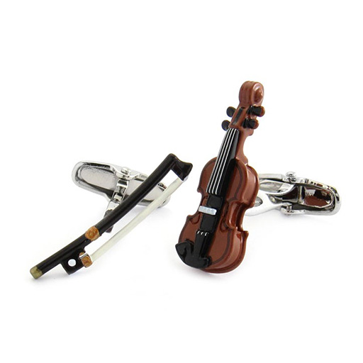 Cufflinks. Violin & Bow Brown.