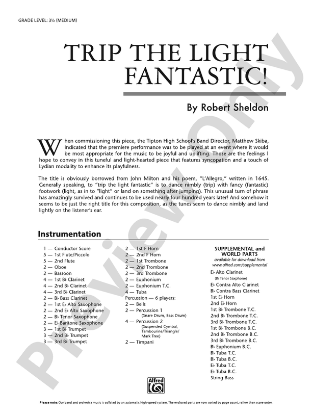 Trip the Light Fantastic! - Concert Band Conductor Score & Parts(Digital Download)