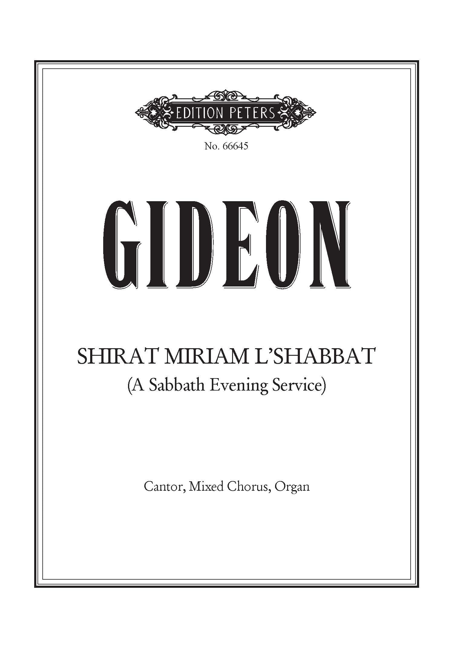Shirat Miriam L'Shabbat (A Sabbath Evening Service) - Organ/SATB Choral Octavo (Digital Download)