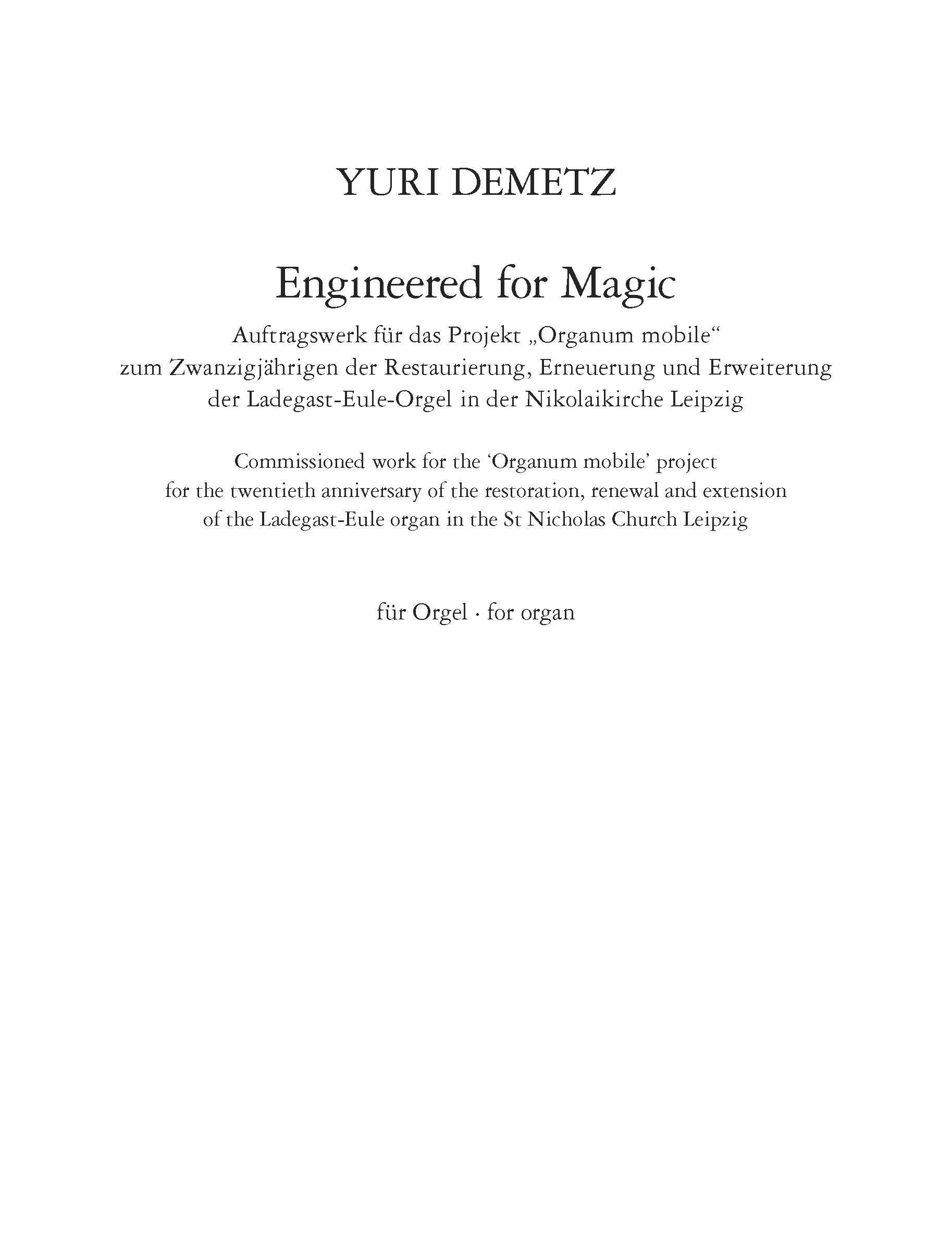 Engineered For Magic - Organ (Digital Download)