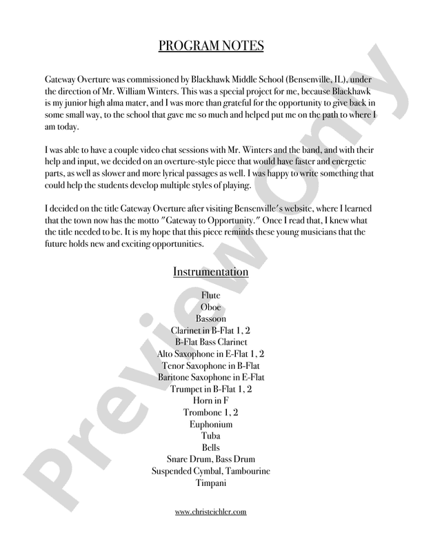 Gateway Overture - Concert Band Conductor Score & Parts (Digital Download)